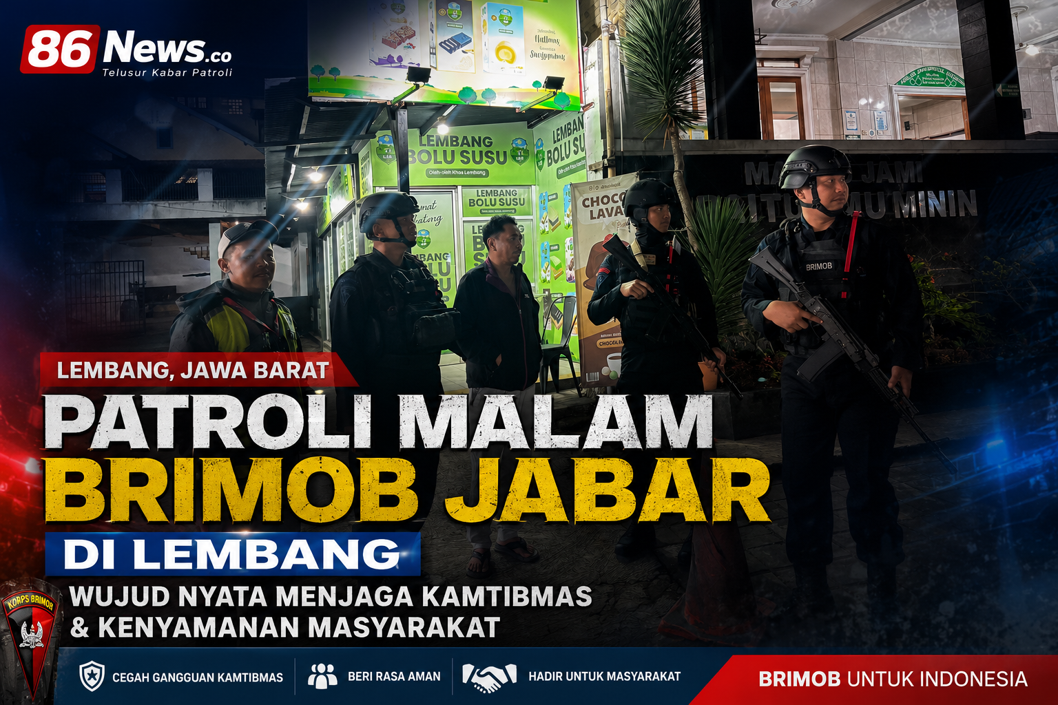 Patroli Malam Brimob Jabar di Lembang, Wujud Nyata Menjaga Kamtibmas & Kenyamanan Masyarakat