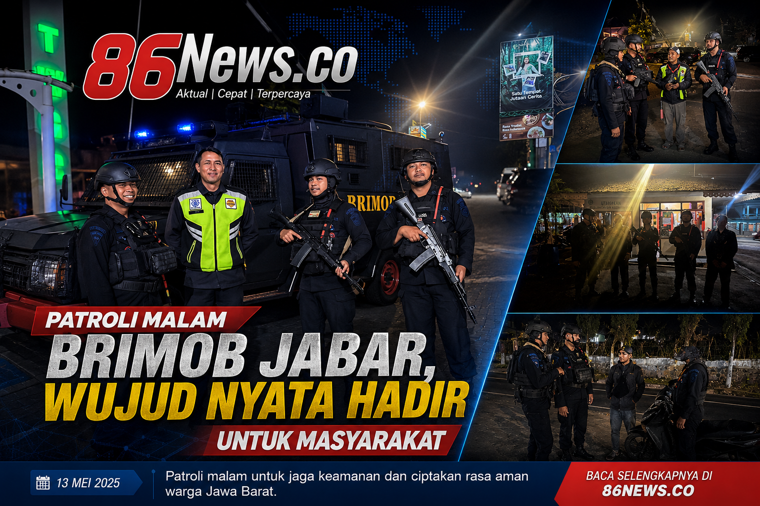 Patroli Malam Brimob Jabar, Wujud Nyata Hadir untuk Masyarakat