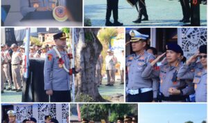 Dansat Brimob Polda Jabar Hadiri Upacara Pengukuhan dan Sertijab Kapolresta Karawang