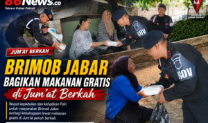 Brimob Jabar Bagikan Makanan Gratis di Jumat Berkah