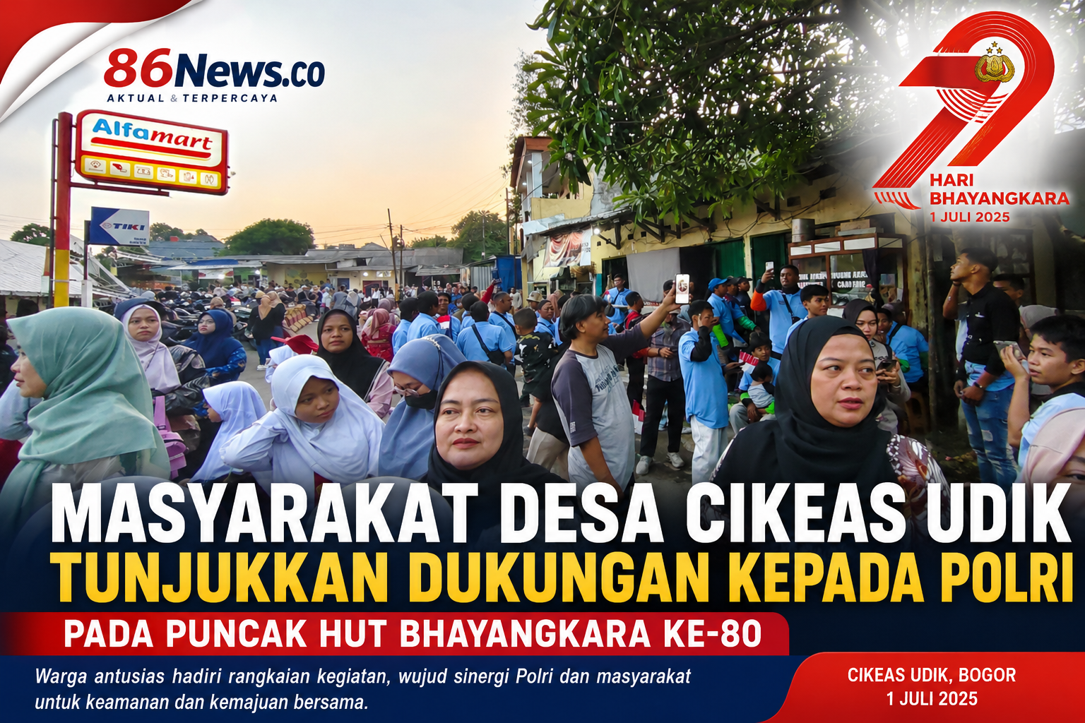 Masyarakat Desa Cikeas Udik Tunjukkan Dukungan kepada Polri pada Puncak HUT Bhayangkara Ke-80
