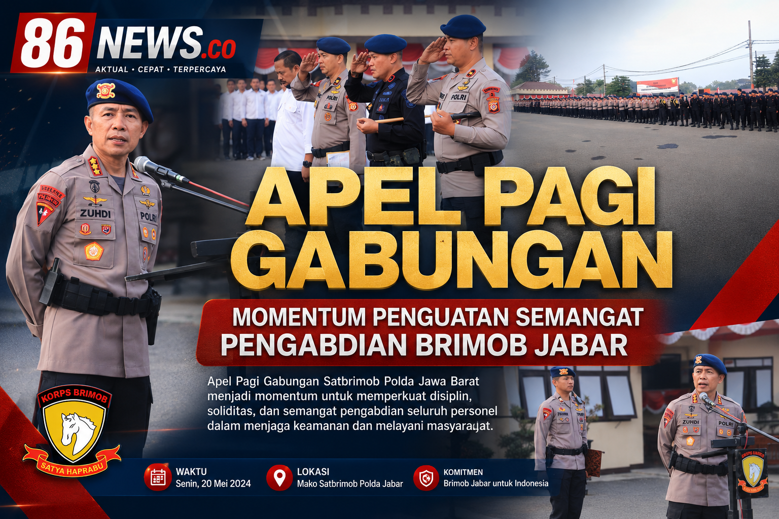Apel Pagi Gabungan : Momentum Penguatan Semangat Pengabdian Brimob Jabar