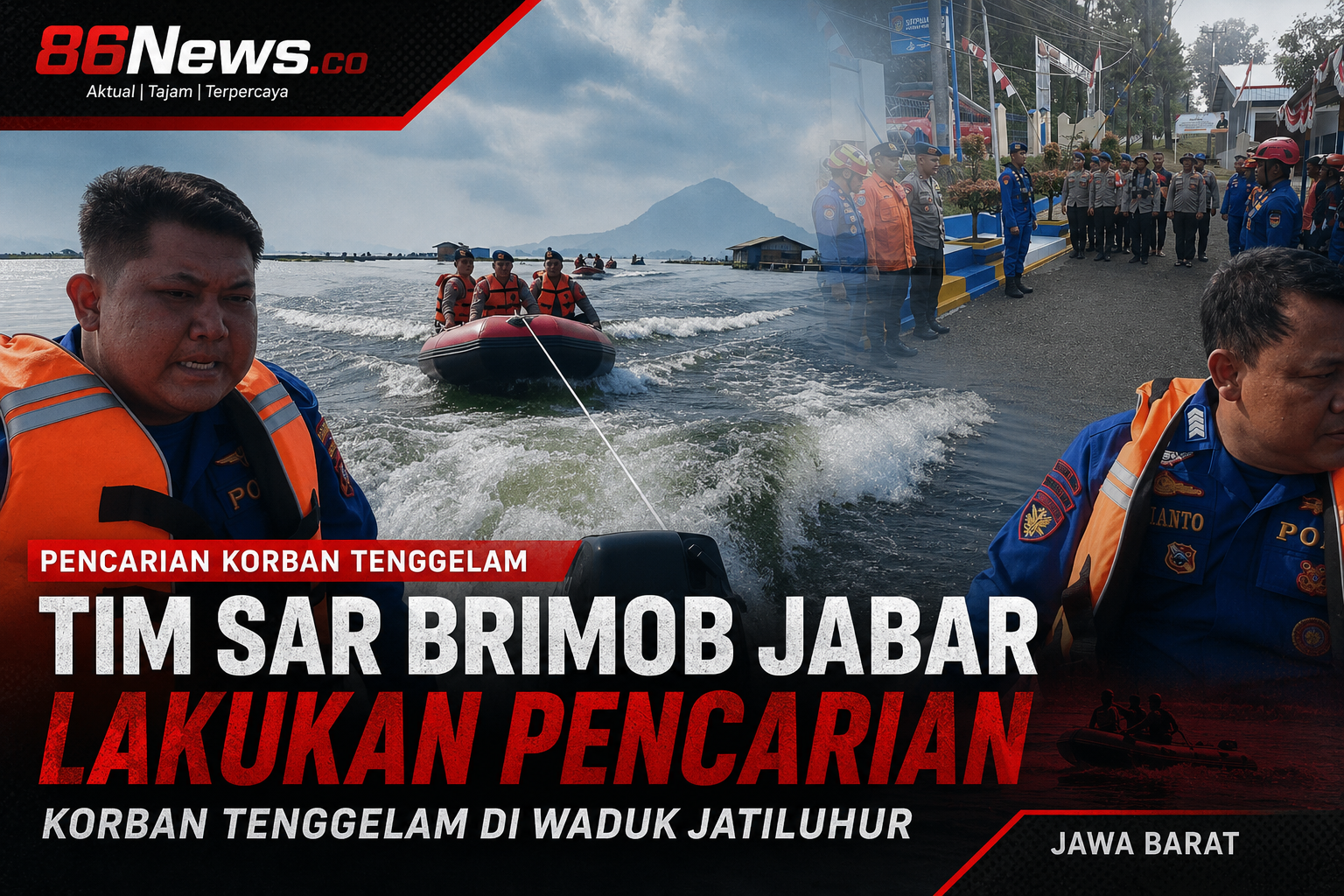 Tim SAR Brimob Jabar Lakukan Pencarian Korban Tenggelam di Waduk Jatiluhur